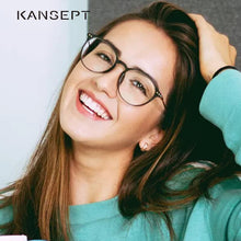 Load image into Gallery viewer, KANSEPT Acetate Glasses Frame Women Round Prescription Eyeglasses Ultralight Myopia Circle Eye Glasses Frame 90045