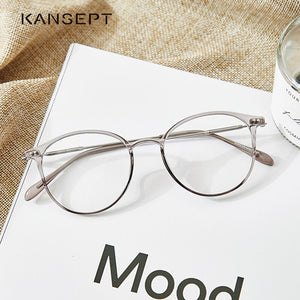 KANSEPT Acetate Glasses Frame Women Round Prescription Eyeglasses Ultralight Myopia Circle Eye Glasses Frame 90045