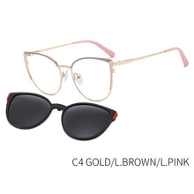 Load image into Gallery viewer, KANSEPT Cateye Vintage Clip on Polarized Sunglasses UV400 Women Brand Designer Optical Myopia 2 In 1 Magnetic Eyewear B23113