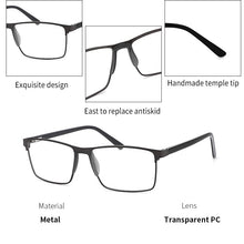 Load image into Gallery viewer, KANSEPT DESIGN Men Stainless Steel Glasses Frame Business Style Male Square Classic Eye Myopia Prescription Eyeglasses TP9056