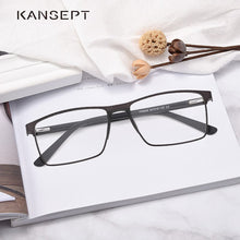 Load image into Gallery viewer, KANSEPT DESIGN Men Stainless Steel Glasses Frame Business Style Male Square Classic Eye Myopia Prescription Eyeglasses TP9056