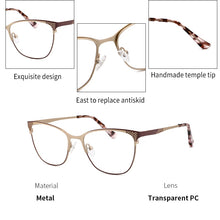 Load image into Gallery viewer, KANSEPT Metal Eye Glasses Frame Women Stylish Eyeglasses Retro Brand Designer Optical Prescription Glasses Spectacle