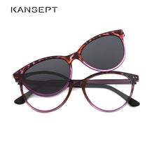 Load image into Gallery viewer, KANSEPT Sunglasses Women Myopia Eyeglass Vintage Cateye Clip on Brand Designer Optical Frame Prescription Glasses Multifunction