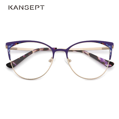 KANSEPT Women Glasses Frame Purple Cat Eye Women Optical Eye glasses frame 2023 Brand Design