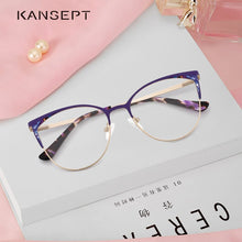 Load image into Gallery viewer, KANSEPT Women Glasses Frame Purple Cat Eye Women Optical Eye glasses frame 2023 Brand Design