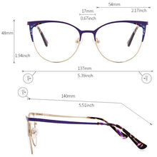 Load image into Gallery viewer, KANSEPT Women Glasses Frame Purple Cat Eye Women Optical Eye glasses frame 2023 Brand Design