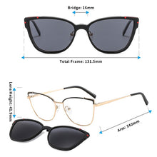 Load image into Gallery viewer, KANSEPT Women Metal 2 In 1 Style Magnetic Polarizing Sunglasses Clip Set Cat Eye Fashionable Spectacle Frame