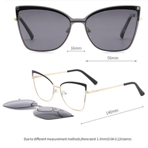 KANSEPT Women Metal Eyeglasses Frame Popular 2 In 1 Cap on Magnetic Optical Myopia Sunglasses Prescription Glasses Frame FN19003