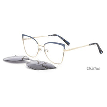 Load image into Gallery viewer, KANSEPT Women Metal Eyeglasses Frame Popular 2 In 1 Cap on Magnetic Optical Myopia Sunglasses Prescription Glasses Frame FN19003