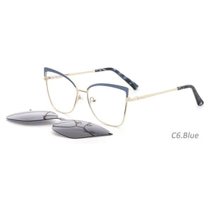 KANSEPT Women Metal Eyeglasses Frame Popular 2 In 1 Cap on Magnetic Optical Myopia Sunglasses Prescription Glasses Frame FN19003