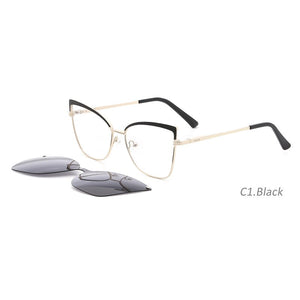 KANSEPT Women Metal Eyeglasses Frame Popular 2 In 1 Cap on Magnetic Optical Myopia Sunglasses Prescription Glasses Frame FN19003