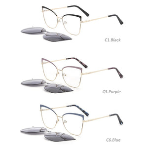 KANSEPT Women Metal Eyeglasses Frame Popular 2 In 1 Cap on Magnetic Optical Myopia Sunglasses Prescription Glasses Frame FN19003
