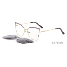 Load image into Gallery viewer, KANSEPT Women Metal Eyeglasses Frame Popular 2 In 1 Cap on Magnetic Optical Myopia Sunglasses Prescription Glasses Frame FN19003