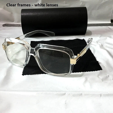KAPELUS  sunglasses Clear square sunglasses  Retro flat mirror student glasses Contains a black leather box
