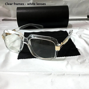 KAPELUS  sunglasses Clear square sunglasses  Retro flat mirror student glasses Contains a black leather box