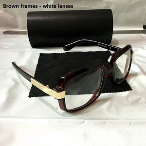 KAPELUS  sunglasses Clear square sunglasses  Retro flat mirror student glasses Contains a black leather box