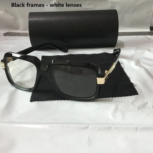 KAPELUS  sunglasses Clear square sunglasses  Retro flat mirror student glasses Contains a black leather box
