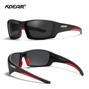 KDEAM 2023 High-End Sports Goggles TR90 Polarized Sunglasses Men Hiking Fishing Sun Glasses With Zipper Case