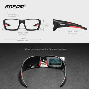 KDEAM 2023 High-End Sports Goggles TR90 Polarized Sunglasses Men Hiking Fishing Sun Glasses With Zipper Case