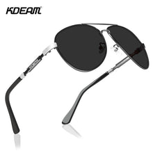 Load image into Gallery viewer, KDEAM Cat.3 Polarized Sunglasses Men Pilot 62mm Lens Designer Driving Sun Glasses with Zipper Case
