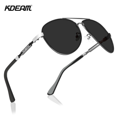 Occhiali da sole polarizzati KDEAM Cat.3 da uomo Pilot 62mm Lens Designer Occhiali da sole da guida con custodia con cerniera 