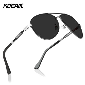 KDEAM Cat.3 Polarized Sunglasses Men Pilot 62mm Lens Designer Driving Sun Glasses with Zipper Case