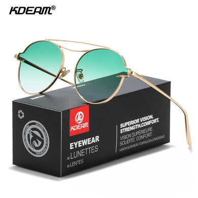 KDEAM HD Gradient Lense Round Women Sunglasses Steampunk Twin-Bridge Sunglass Female Driving Outdoor Glasses KD8805