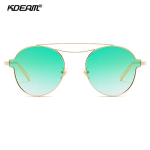 KDEAM HD Gradient Lense Round Women Sunglasses Steampunk Twin-Bridge Sunglass Female Driving Outdoor Glasses KD8805