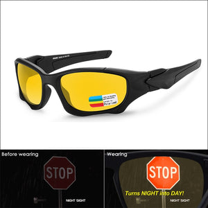 KDEAM  Polarized Sport Sunglasses Men UV400 Night Vision Driving Goggle Brand Design Mirror Shades Glasses with Case