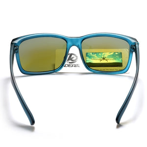 KDEAM  Mirror Polarized Sunglasses For Men Translucent Blue Frame Shades  Women Square Outdoor Driving Designer Sun Glasses