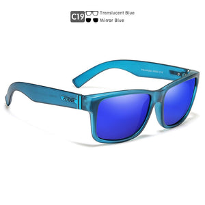 KDEAM  Mirror Polarized Sunglasses For Men Translucent Blue Frame Shades  Women Square Outdoor Driving Designer Sun Glasses