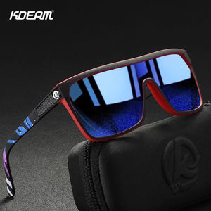KDEAM One-Piece Lens Polarized Sunglasses Men High Quality Outdoor Travel Square Sun Glasses  Design UV400 Goggles 6XH