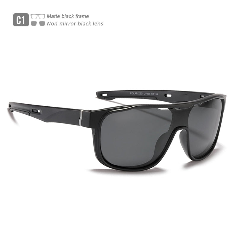 KDEAM One Piece Shape Polarized Sunglasses Men Sports Shield Glasses Oversized Reduce windage Designed Frame