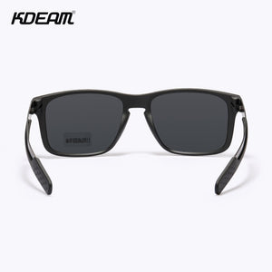 KDEAM Rectangular Polarized Sunglasses Men Driving Fishing Sunglass TR90 Flexible Frame Mix Stainless Steel Glasses Temples