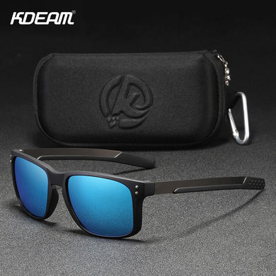 KDEAM Rectangular Polarized Sunglasses Men Driving Fishing Sunglass TR90 Flexible Frame Mix Stainless Steel Glasses Temples