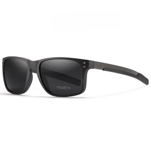 KDEAM Rectangular Polarized Sunglasses Men Driving Fishing Sunglass TR90 Flexible Frame Mix Stainless Steel Glasses Temples