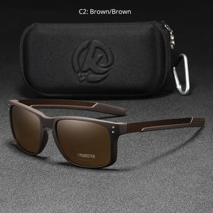 KDEAM Rectangular Polarized Sunglasses Men Driving Fishing Sunglass TR90 Flexible Frame Mix Stainless Steel Glasses Temples