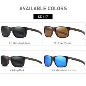 KDEAM Rectangular Polarized Sunglasses Men Driving Fishing Sunglass TR90 Flexible Frame Mix Stainless Steel Glasses Temples