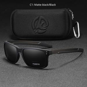 KDEAM Rectangular Polarized Sunglasses Men Driving Fishing Sunglass TR90 Flexible Frame Mix Stainless Steel Glasses Temples