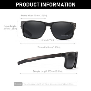 KDEAM Rectangular Polarized Sunglasses Men Driving Fishing Sunglass TR90 Flexible Frame Mix Stainless Steel Glasses Temples