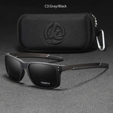 Load image into Gallery viewer, KDEAM Rectangular Polarized Sunglasses Men Driving Fishing Sunglass TR90 Flexible Frame Mix Stainless Steel Glasses Temples