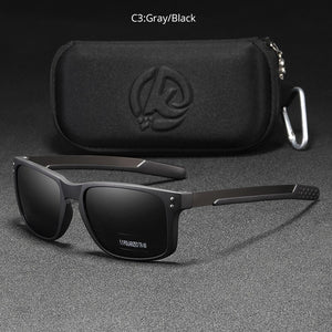 KDEAM Rectangular Polarized Sunglasses Men Driving Fishing Sunglass TR90 Flexible Frame Mix Stainless Steel Glasses Temples