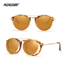 Carica l'immagine nel visualizzatore di Gallery, KDEAM Retro Steampunk Round Clip On Sunglasses Men Women Double Layer Removable Lens Baroque Carved Legs Glasses UV400  With Box