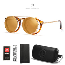 Carica l'immagine nel visualizzatore di Gallery, KDEAM Retro Steampunk Round Clip On Sunglasses Men Women Double Layer Removable Lens Baroque Carved Legs Glasses UV400  With Box