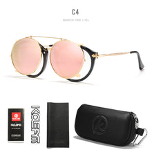 Carica l'immagine nel visualizzatore di Gallery, KDEAM Retro Steampunk Round Clip On Sunglasses Men Women Double Layer Removable Lens Baroque Carved Legs Glasses UV400  With Box