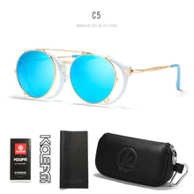 Carica l'immagine nel visualizzatore di Gallery, KDEAM Retro Steampunk Round Clip On Sunglasses Men Women Double Layer Removable Lens Baroque Carved Legs Glasses UV400  With Box