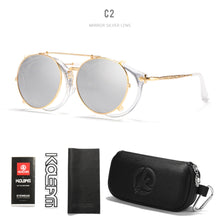 Carica l'immagine nel visualizzatore di Gallery, KDEAM Retro Steampunk Round Clip On Sunglasses Men Women Double Layer Removable Lens Baroque Carved Legs Glasses UV400  With Box