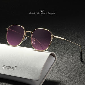 KDEAM Retro Style Round Sunglasses Women Fine lines Designer Vintage Glasses Lady with Leather Case