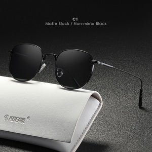 KDEAM Retro Style Round Sunglasses Women Fine lines Designer Vintage Glasses Lady with Leather Case