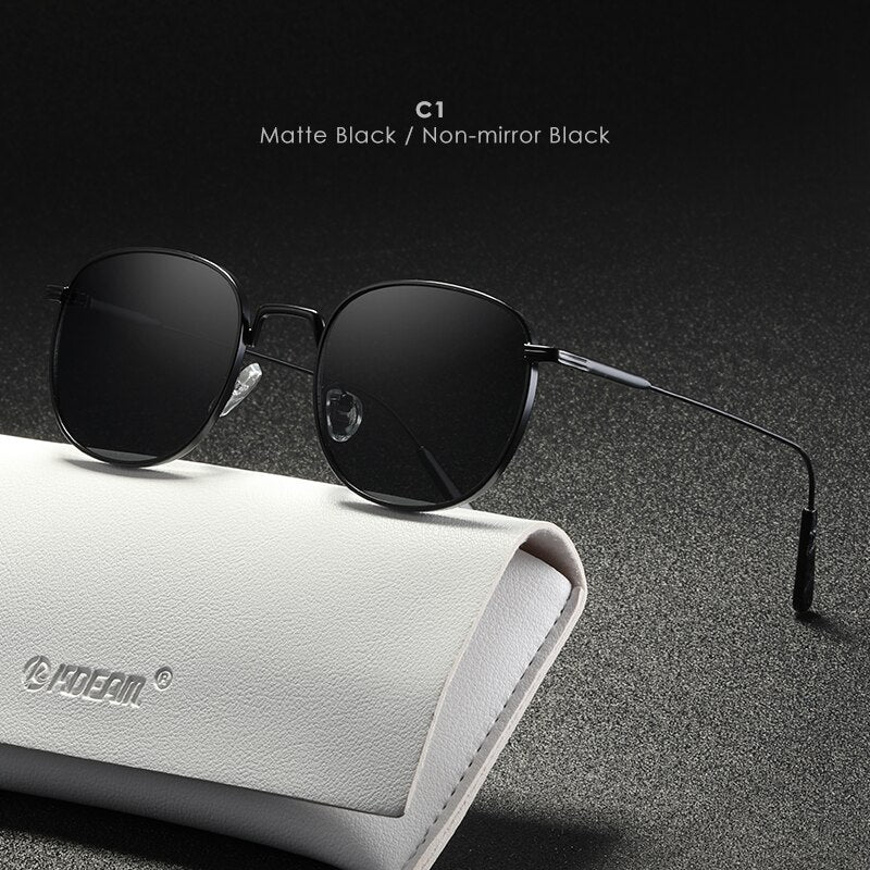 KDEAM Retro Style Round Sunglasses Women Fine lines Designer Vintage Glasses Lady with Leather Case